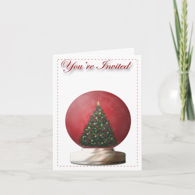 Convite Christmas Tree Snow Globe Invitation (Frente)