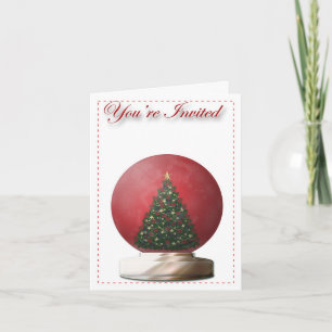 Convite Christmas Tree Snow Globe Invitation