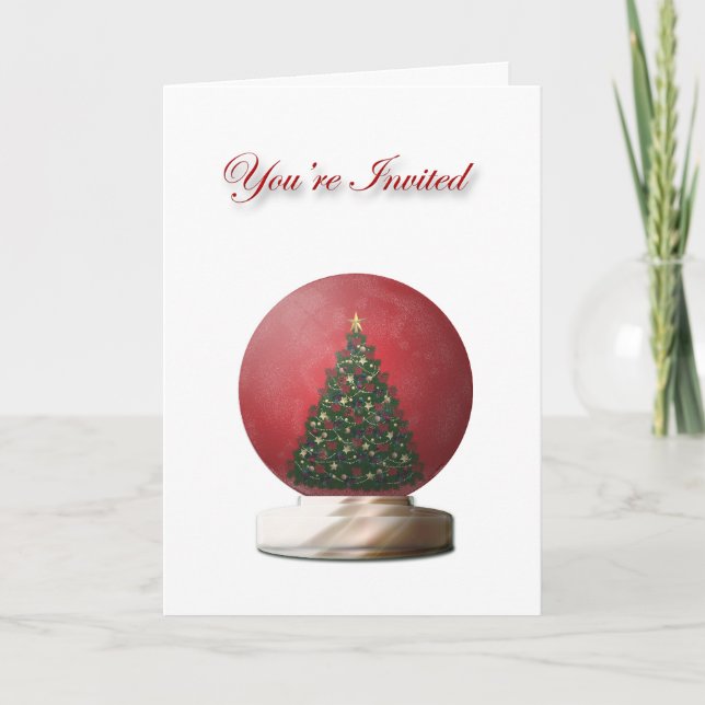 Convite Christmas Tree Snow Globe Invitation (Frente)