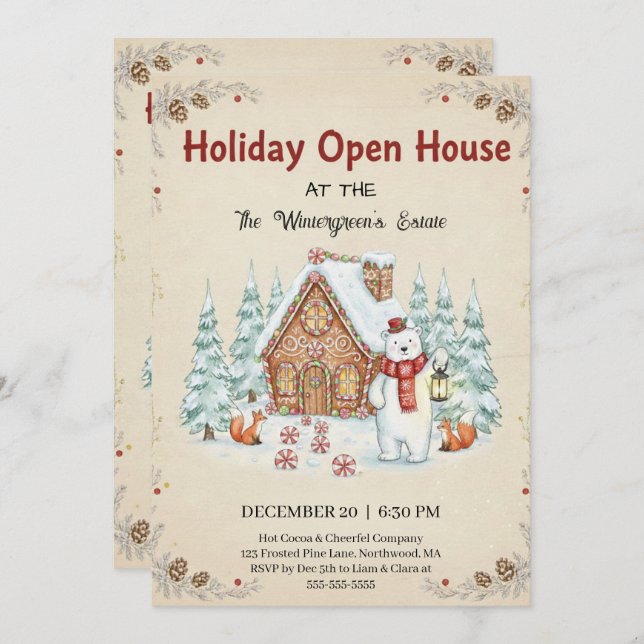 Convite Christmas Tree Snowman Christmas Party Invitation (Frente/Verso)