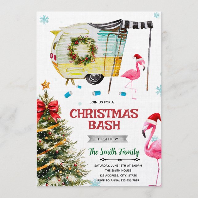Convite Christmas White Trash Bash Invitation (Frente)