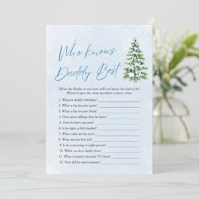Convite Christmas Who Knows Daddy Best Baby Shower Game (Em pé/Frente)