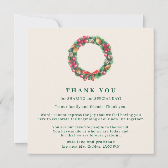 Convite Christmas Winter Forest Elegant Wedding Thank You (Frente)