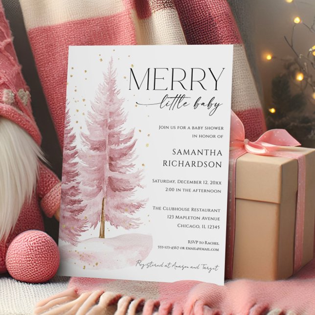 Convite Christmas Winter Girl Merry Little Baby Shower (Criador carregado)