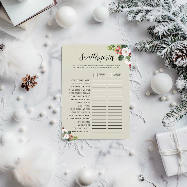 Convite Christmas Winter Scattergories Bridal Shower Game  (Criador carregado)