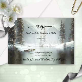Convite Christmas Winter Wedding RSVP Card