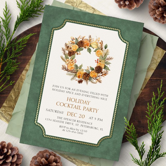 Convite Christmas Wreath Cocktail Party Invitation (Criador carregado)