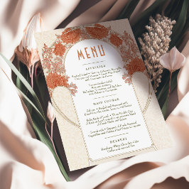 Convite Chrysanthemum Menu Weding Vintage Art Nouveau