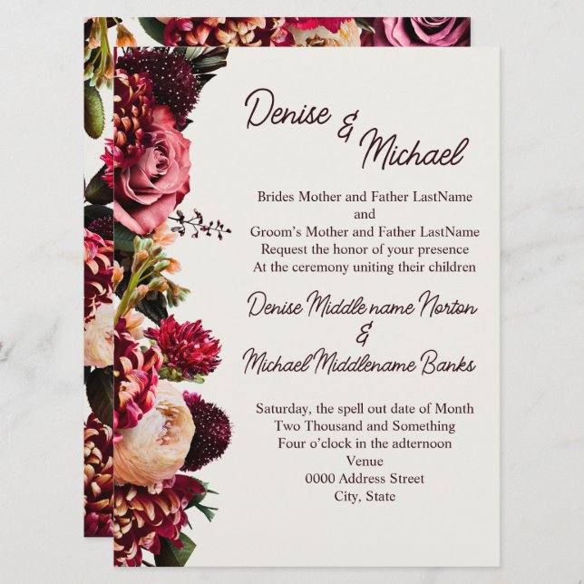 Convite Chrysanthemum na Snow White (Frente/Verso)