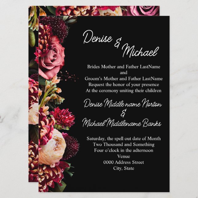 Convite Chrysanthemum na Snow White (Frente/Verso)