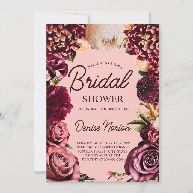 Convite Chrysanthemum no sobre o Chá de panela Rosa Gossam (Frente)