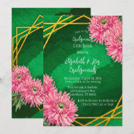 Convite Chrysanthemum Rosa Geométrico Bridesmaids Luncheid