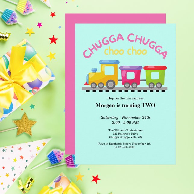 Convite Chugga Choo Train Themed segundo aniversário de ca (Criador carregado)