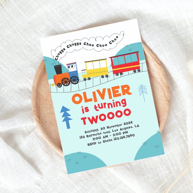 Convite Chugga Chugga Choo Choo Choo Garoto Segundo Aniver (Criador carregado)