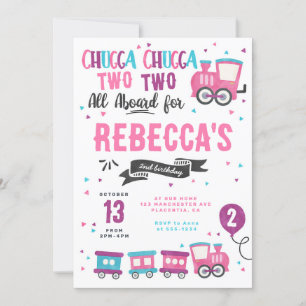 Convite Chugga Chugga Choo choo Girl Train Festa de aniver