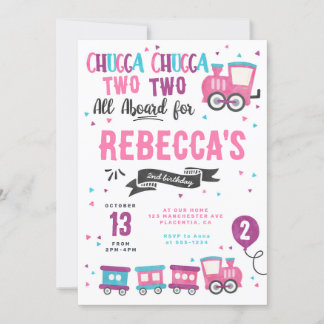 Convite Chugga Chugga Choo choo Girl Train Festa de aniver