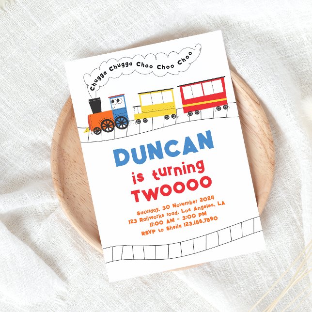 Convite Chugga Chugga Choo Choo Train segundo aniversário (Criador carregado)