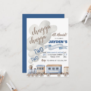 Convite Chugga Chugga Dois Comboios Todos A Bordo Aniversá