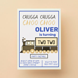 Convite Chugga Chugga Dois segundo aniversário de dois tre