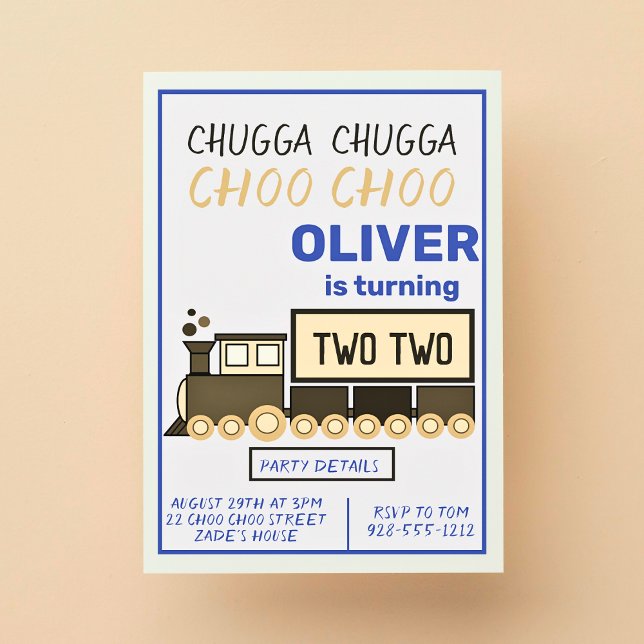 Convite Chugga Chugga Dois segundo aniversário de dois tre (Criador carregado)
