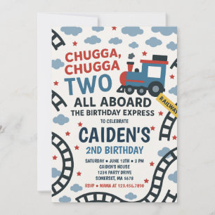 Convite Chugga Chugga Duas Festas de aniversário de trem