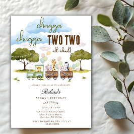 Convite Chugga Chugga Two Two Animals Train 2nd Birthday 