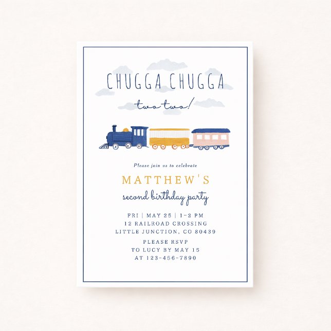 Convite Chugga Chugga Two Two Train Birthday Invitation (Criador carregado)