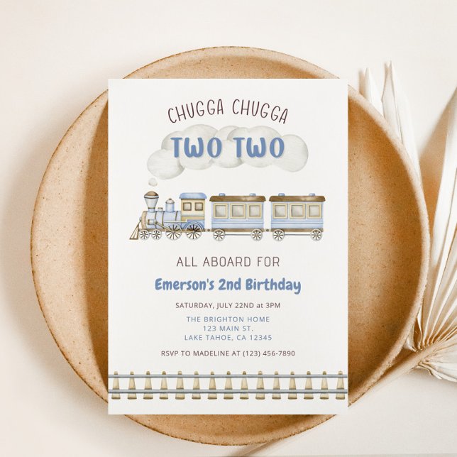 Convite Chugga Chugga Two Two Train Second Birthday Invite (Criador carregado)