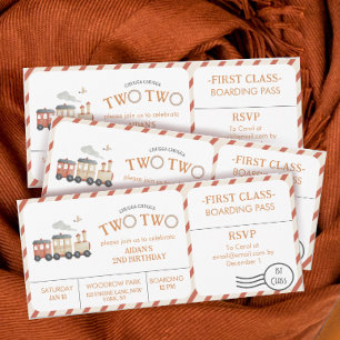 Convite Chugga Dois Bilhetes De Comboio Segundo Aniversári