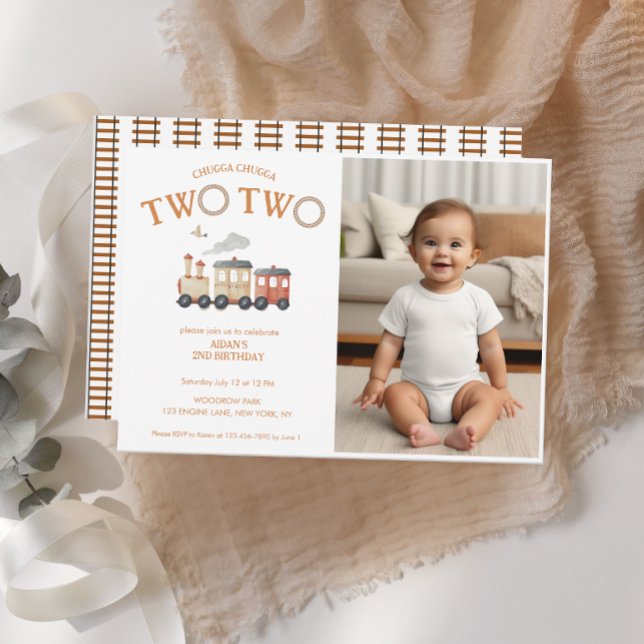 Convite Chugga Duas Duas Foto De Aniversário De Segundo Co (Criador carregado)