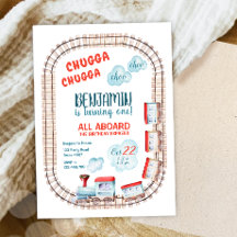 Chugga Trem Choo Boy Red Blue Birday Rails