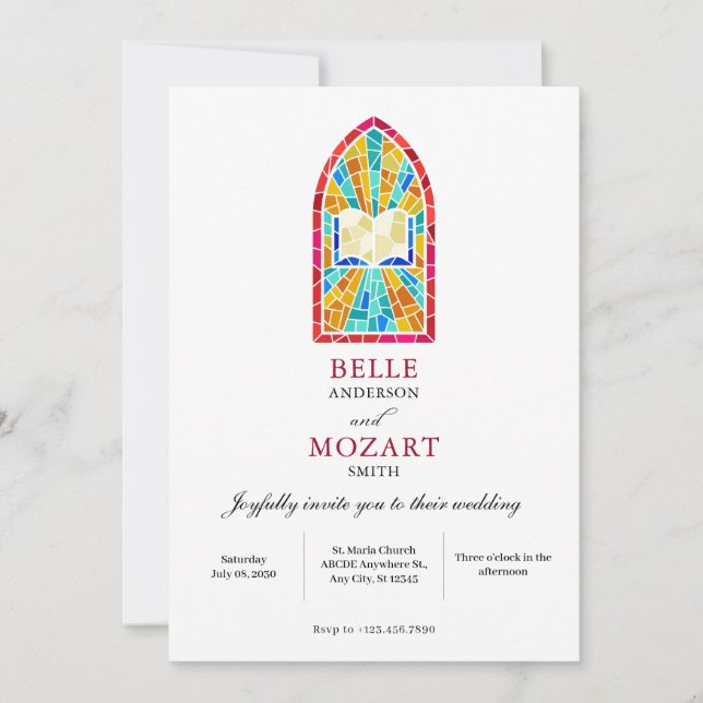 Convite Church Glass com casamento bíblia (Frente)