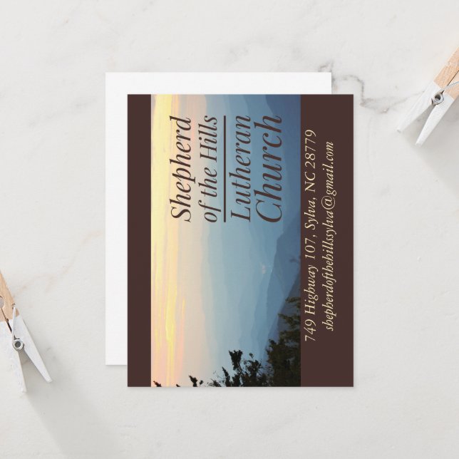 Convite Church Notecard for Shepherd of Colinas (Frente/Verso In Situ)