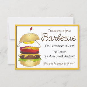 Convite Churrasco australiano Barbecue Burger com Comida L
