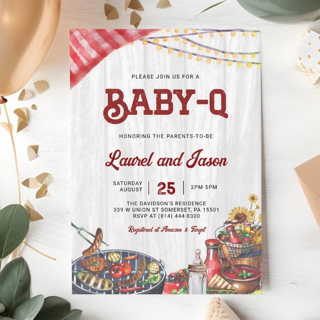 Convite Churrasco BabyQ Rústico Chá de Bebê Misto de Casai (Criador carregado)