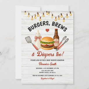 Convite Churrasco, Cervejas e fraldas também Chá de Bebê B
