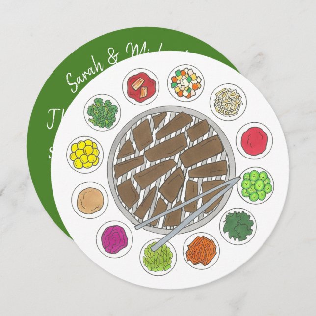 Convite Churrasco coreano Barbecue - Comida de Banchan tor (Frente/Verso)