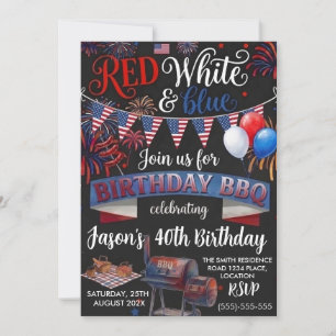 Convite Churrasco de 4 de Julho Aniversário Patriótico