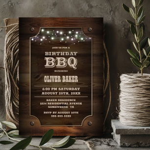 Convite CHURRASCO de Aniversário de Madeira na moda