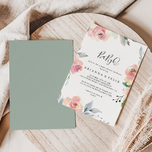 Convite Churrasco de BabyQ Rosa Elegante para Chá de Bebê