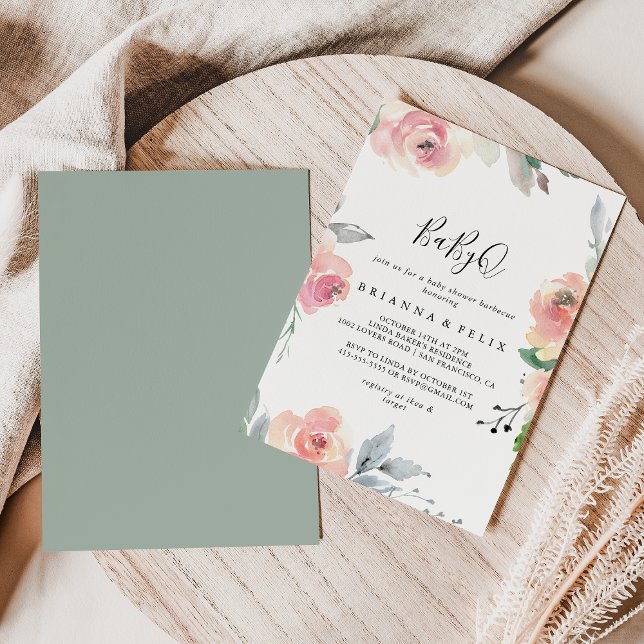 Convite Churrasco de BabyQ Rosa Elegante para Chá de Bebê (Criador carregado)