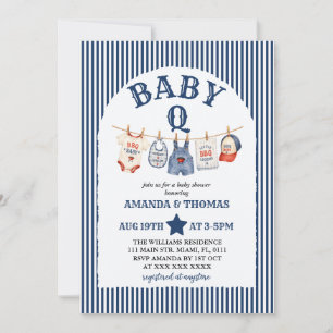 Convite Churrasco de Bebê Burger Baby-Q Blue Boy