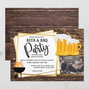 Convite churrasco de cerveja luzes da cadeia de caracteres