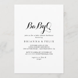 Convite Churrasco de Chá de fraldas BabyQ de Caligrafia Mo