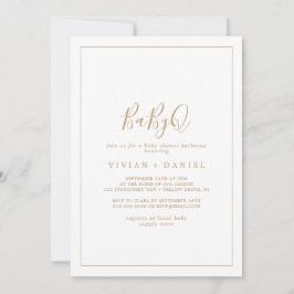 Convite Churrasco de Chá de fraldas BabyQ Dourado minimali