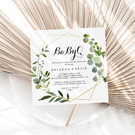 Convite Churrasco de Chá de fraldas de Bebê tropical Doura