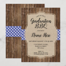 CHURRASCO de festa de formatura Invite Burlap Azul