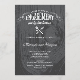 Convite CHURRASCO De Festa de noivado De Madeira Rústica N