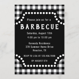 Convite Churrasco De Gingham Preto E Branco