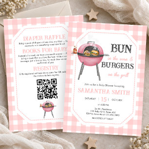 Convite Churrasco de Hambúrguer Rosa Tudo Em Um Chá de Beb